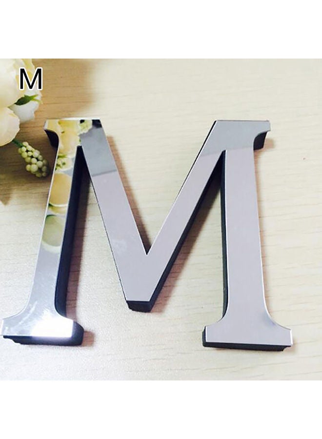 NIBEMINENT M Alphabet 3D Mirror Wall Sticker Silver