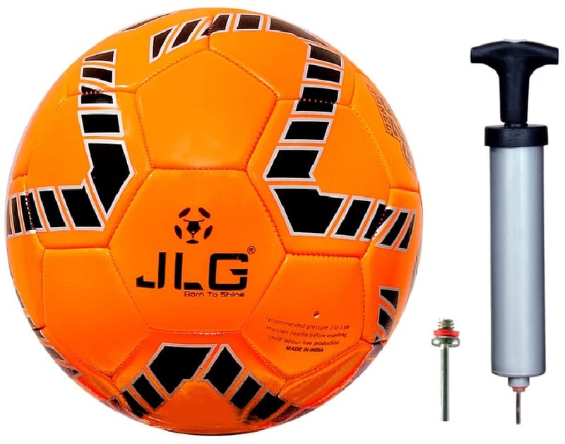 JLG Base Football Size 5 (32 Panel) with Pump for All Players (Orange) - Image 1