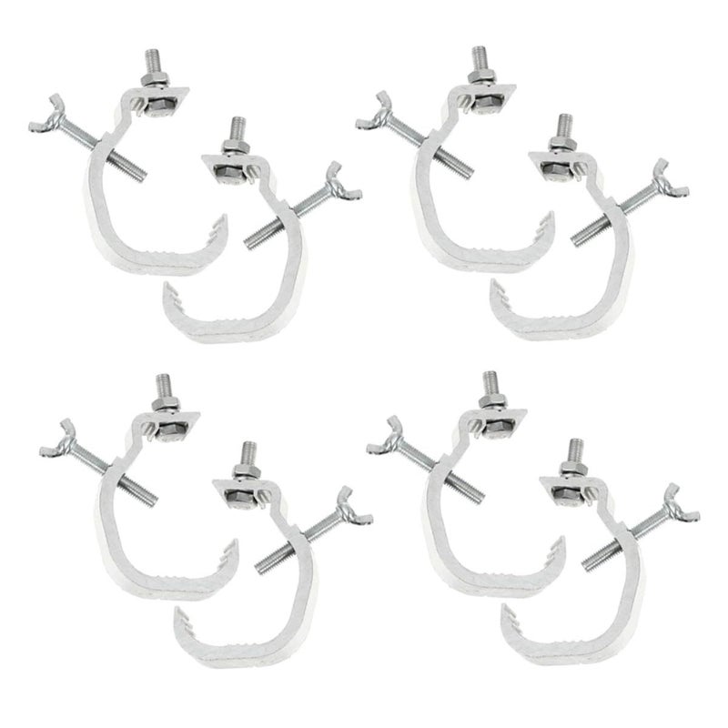 8 Silver Aluminum Stage Light Clamps for Truss Tubes 30-52mm DJ Theater Mounting Accessories - Image 2