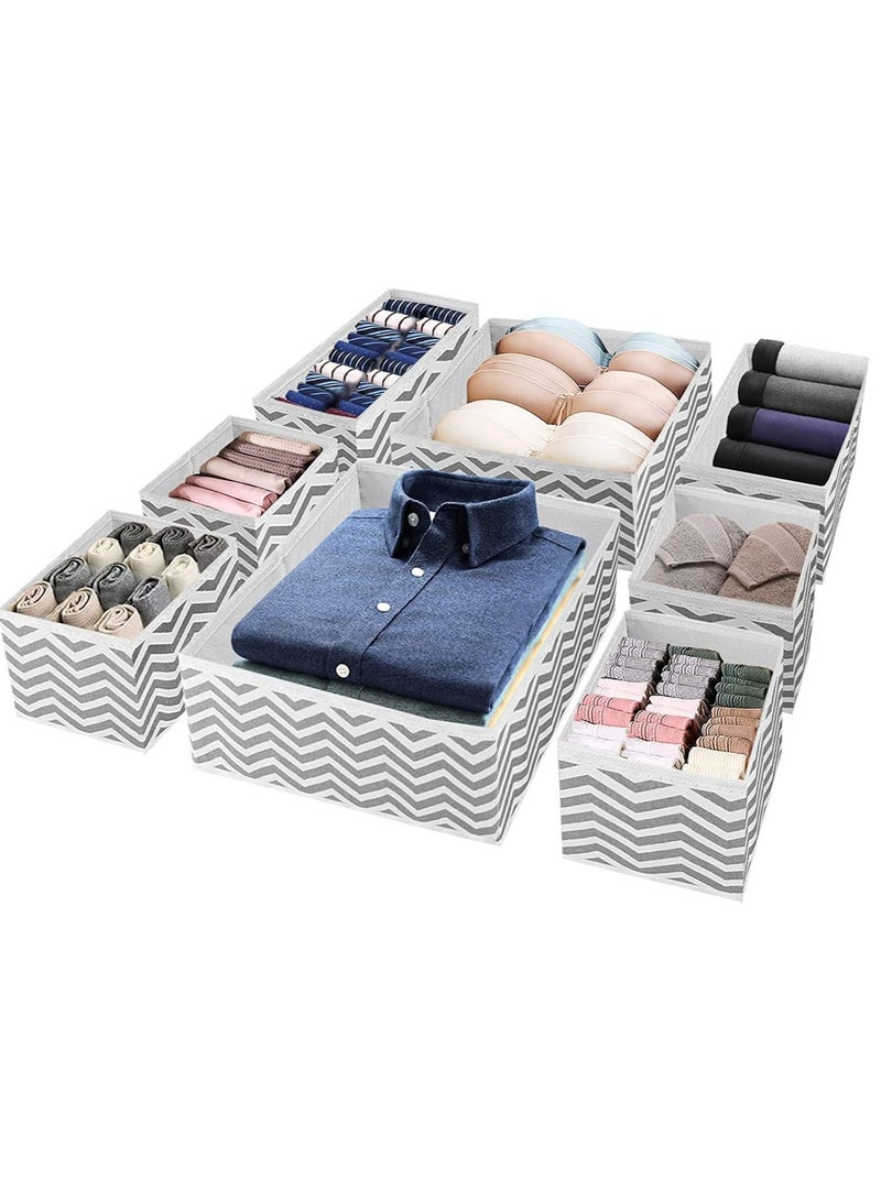 Hihonor Drawer Organizer Clothes,8 PCS,Foldable Closet Organizer Underwear Basket Cubes,Fabric Storage Dividers Bins Containers,for Storing Clothes,2 Large+2 Medium+4 Small (Grey) - Image 1