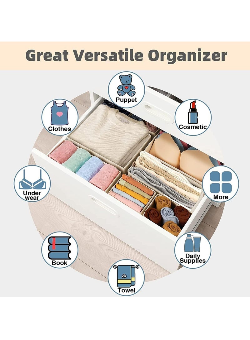Hihonor Drawer Organizer Clothes,8 PCS,Foldable Closet Organizer Underwear Basket Cubes,Fabric Storage Dividers Bins Containers,for Storing Clothes,2 Large+2 Medium+4 Small (Grey) - Image 2