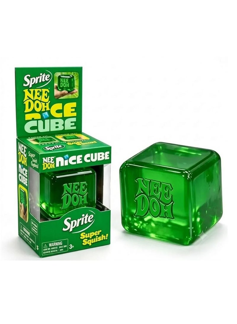 Squeezy Hush Nee Doh Sprite Nice Cube Squishy Toy, Soft & Slow-Rising Feel, Signature Nice Cube Design, Sensory Play Companion, 3 Years+ - Green - Image 2