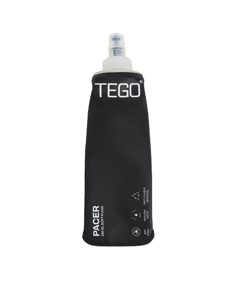 TEGO Pacer Soft Flask – Foldable 250mL/500mL TPU Bottle for Running, Camping, and Outdoor Sports (Black, 250 ml) - Image 1