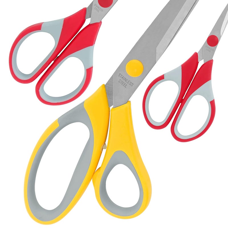 ABOUT SPACE Multipurpose Scissors Set - (Set of 3) Stainless Steel Multicoloured Scissors at Different Sizes for Household,Home & Kitchen, Office, Art & Craft, Sewing, Cloth Cutting (8.5", 6.9", 5.5") - Image 3