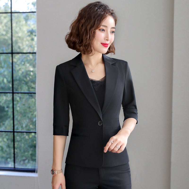 Office Women's Clerk Suit Dress Spring and Summer New Short-sleeved Suit suit Hotel Work Clothes Business Wear Dress - Image 5