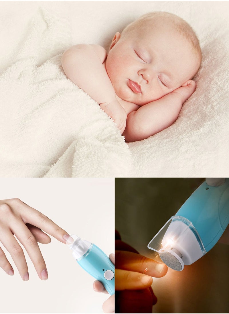 Syarme Baby Nail Trimmer Electric, Rechargeable Baby Nail File Baby Nail Clippers Set, Trim Polish Grooming Kit for Newborn Toddler or Adults Toes Fingernails, 9 Grinding Heads and LED Light - Blue  - Image 3