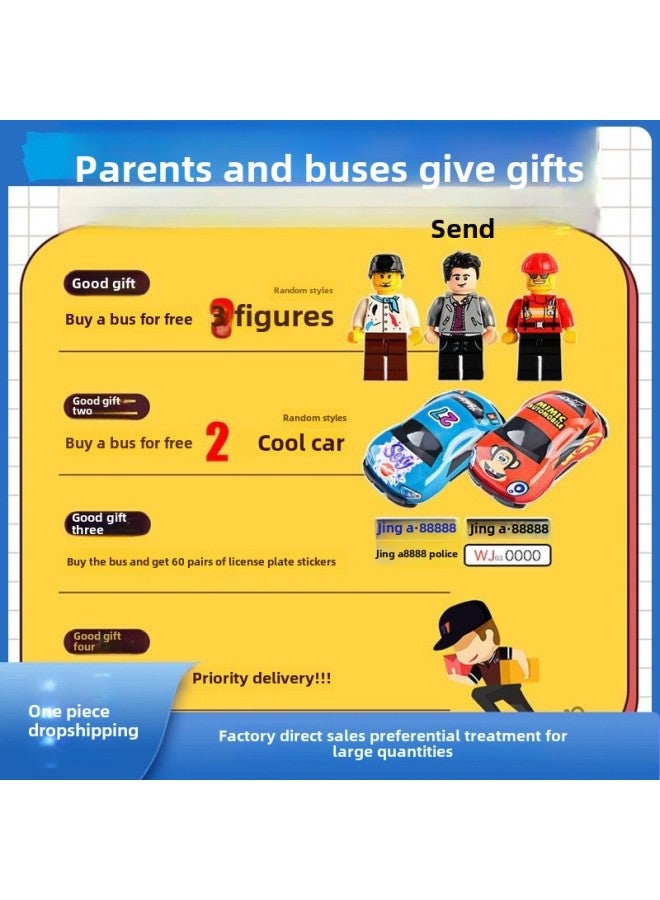 Large Double-decker Bus Toy Open Door Bus Model Kids Bus Boy Alloy Bus Play Special Olympics-Color:Dual-section Tram Bus Blue♜  - Image 3