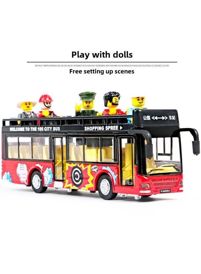 Large Double-decker Bus Toy Open Door Bus Model Kids Bus Boy Alloy Bus Play Special Olympics-Color:Dual-section Tram Bus Blue♜  - Image 4
