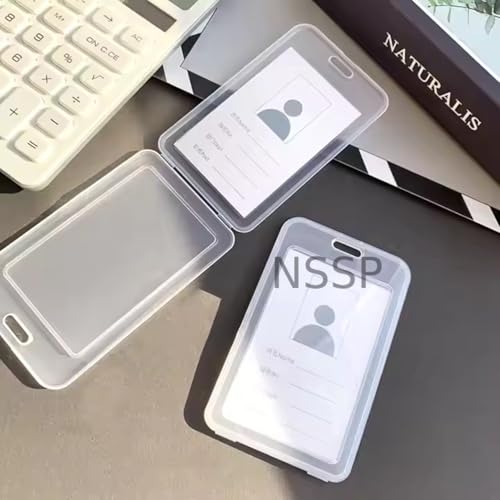 NSSP Plastic ID Card Holder for Office and School use Locking Style Vertical (Transparent, Pack of 25) - Image 3