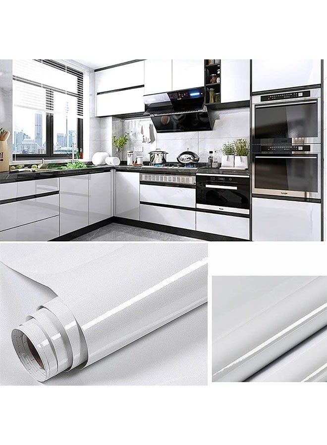 Sharpdo Pearl white wallpaper, white peel and stick wallpaper, marble countertop wallpaper, splashback self-adhesive wallpaper (Pearl white, 3m x 60cm) - Image 4