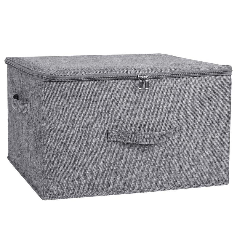 ANMINY Storage Bins with Zipper Lids 36 Qt Lidded Fabric Storage Boxes Baskets Cubes with Handles Collapsible Washable Cotton Linen Closet Shelf Clothes Organizer Containers  Gray Large