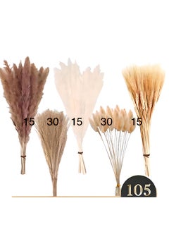 Generic 105PCS Pampas Grass Decor, 18 inch Dried Pampas Grass for Home Table Vase Rustic Farmhouse Decor, Fall Decor Wedding Decorations.  - Image 1
