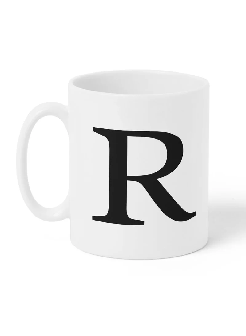 LOWHA 11 oz Ceramic Mug with Letter R Design on Both Sides