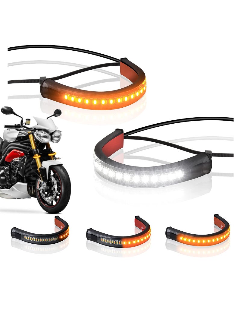 Flexible 12V LED Motorcycle Turn Signal Strips - 2Pcs Universal Blinkers for Harley, Cafe Racer, Dual Sport  Dirt Bikes, Enhance Visibility  Safety - Image 1