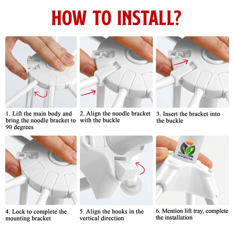 GOZIHA Kitchen Pasta Drying Rack | Make Homemade Fresh Pasta | Household Noodle Dryer Rack Hanging for Home Use | Spaghetti Drying Rack Noodle Stand | Easy Storage and Quick Set-Up (White) - Image 4