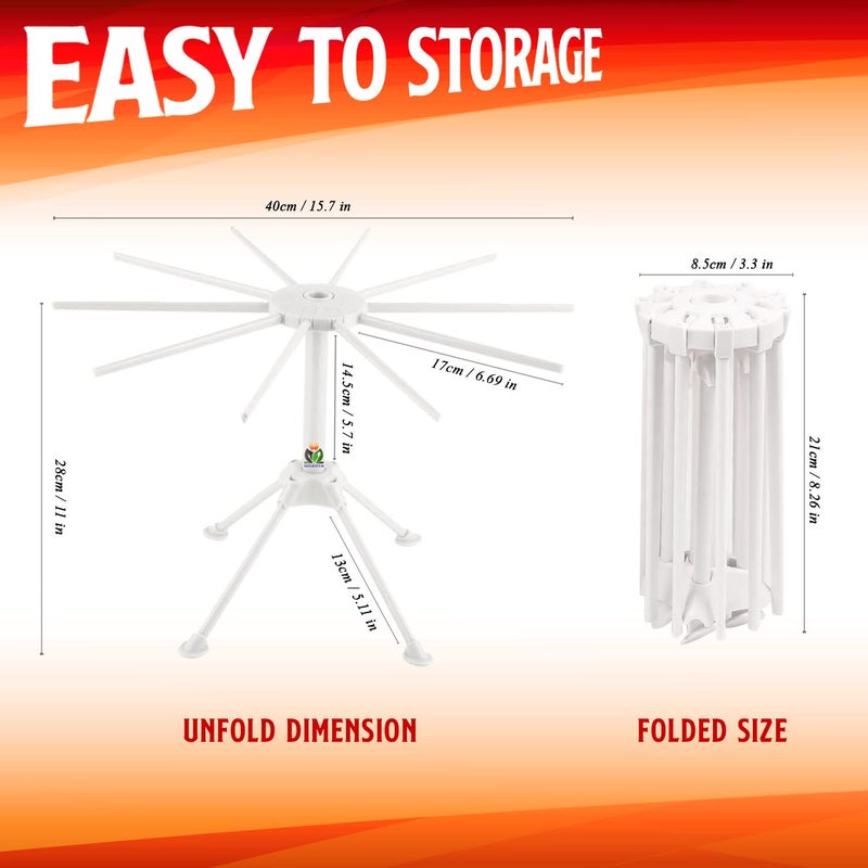 GOZIHA Kitchen Pasta Drying Rack | Make Homemade Fresh Pasta | Household Noodle Dryer Rack Hanging for Home Use | Spaghetti Drying Rack Noodle Stand | Easy Storage and Quick Set-Up (White) - Image 3