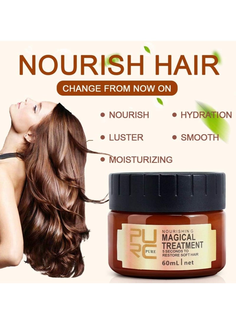 PURC - Pack Of 2 Pure Magical Hair Mask 60ml Keratin Argan Hair Treatment 5 Seconds Mask Root Repair Nourishing - Image 1