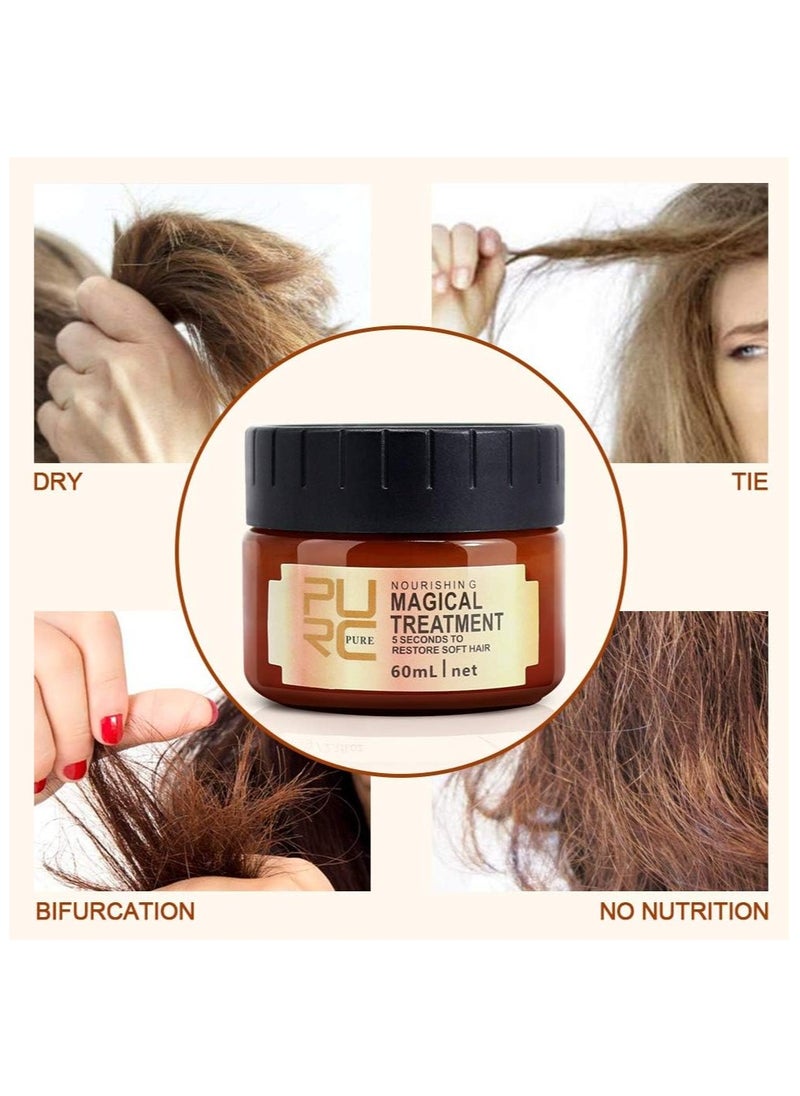 PURC - Pack Of 2 Pure Magical Hair Mask 60ml Keratin Argan Hair Treatment 5 Seconds Mask Root Repair Nourishing - Image 1