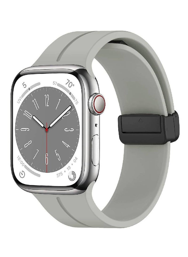 Silicone Magnetic Straps Compatible with Apple watch bands 42mm 44mm 45mm 49mm,Adjustable and Comfortable Soft Silicone Bracelet for iWatch Ultra Series 8 7 6 5 4 3 SE,Purple 42/44/45/49mm (Gray)  - Image 1