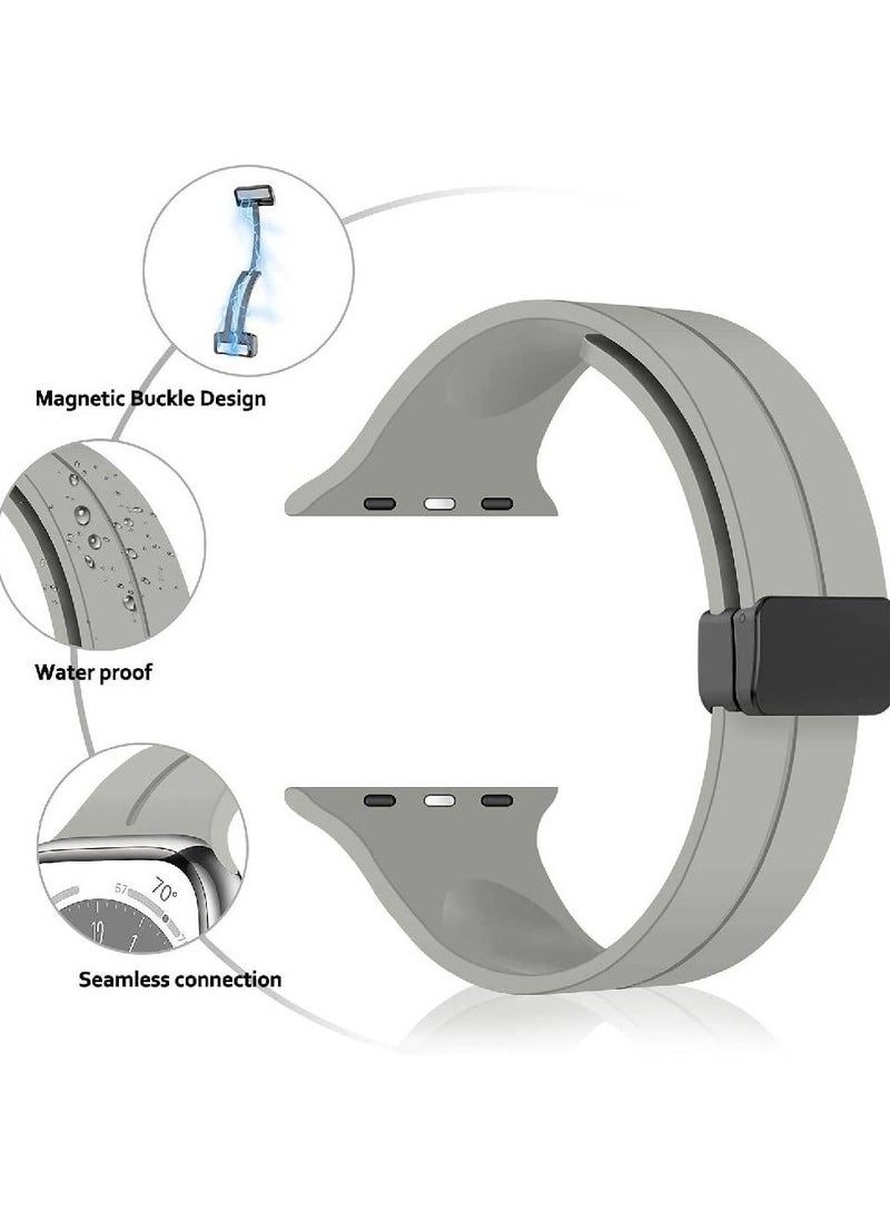 Silicone Magnetic Straps Compatible with Apple watch bands 42mm 44mm 45mm 49mm,Adjustable and Comfortable Soft Silicone Bracelet for iWatch Ultra Series 8 7 6 5 4 3 SE,Purple 42/44/45/49mm (Gray)  - Image 2