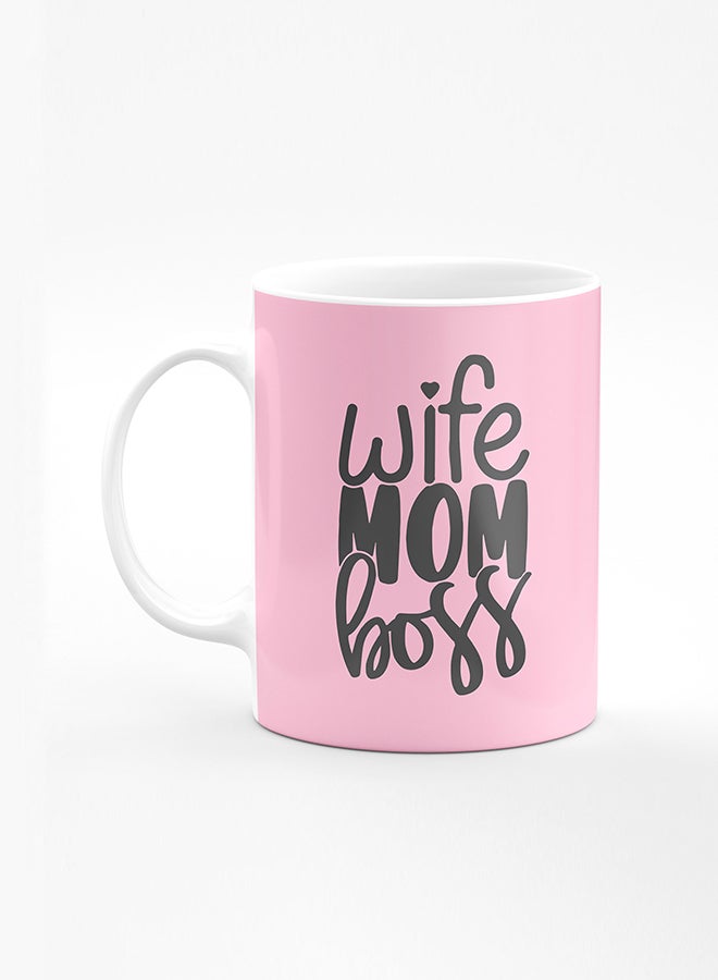 Stylizedd Designer Printed Coffee Mug with Heavy Duty Handle 11oz Ceramic Personalised Gift Mugs Cup [Microwave Safe & Dishwasher Proof] - Wife Mom Boss - Image 1