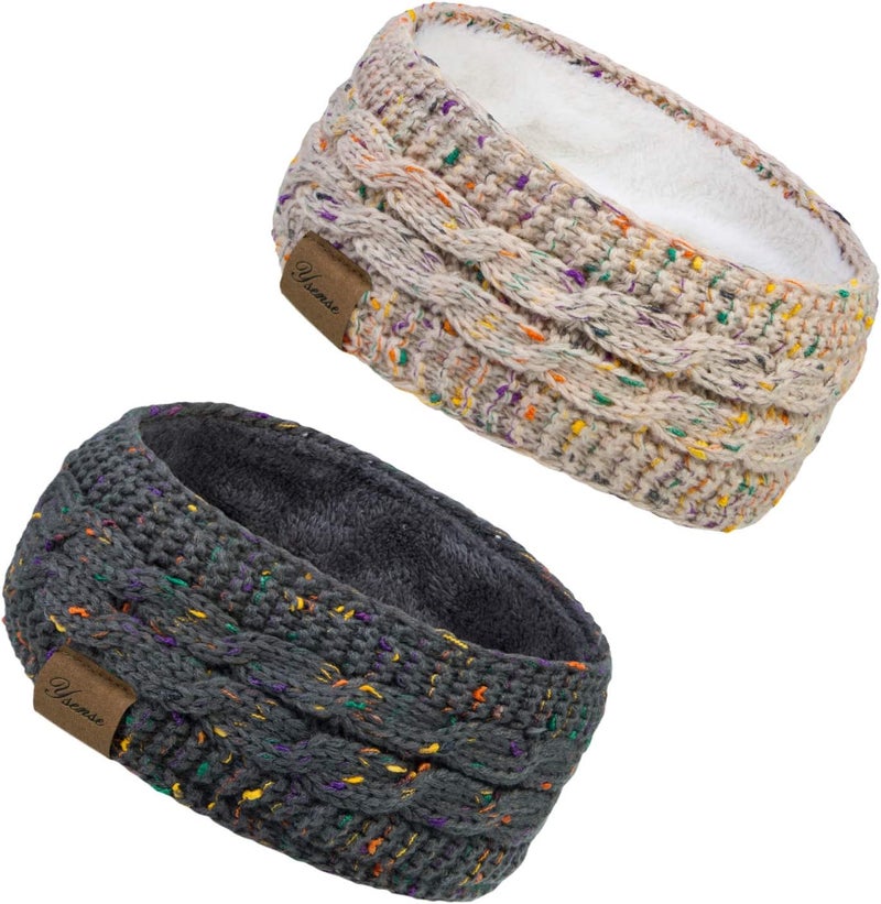 YSense Winter Headbands for Women, Ear Warmer Headband Womens Cable Knit Fleece Lined Ear Warmers Stocking Stuffers Gifts - Image 1