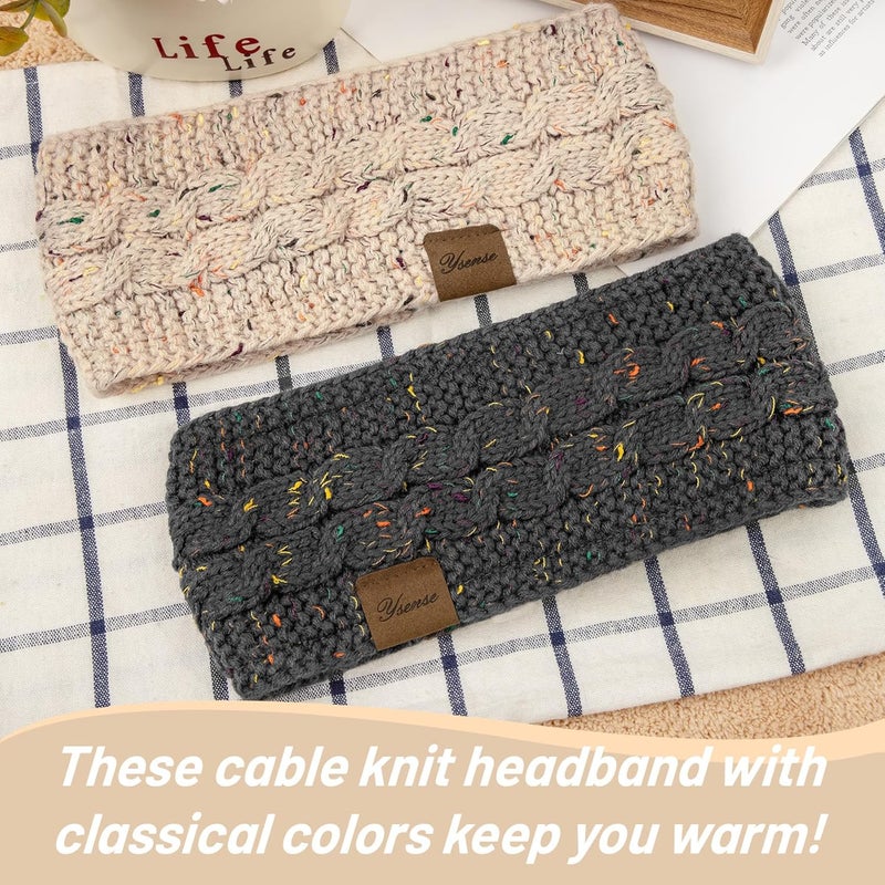 YSense Winter Headbands for Women, Ear Warmer Headband Womens Cable Knit Fleece Lined Ear Warmers Stocking Stuffers Gifts - Image 3