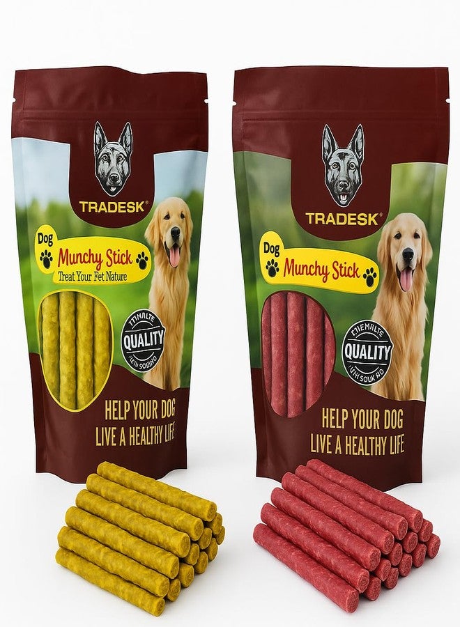 TRADESK High Protein Munchy Chew Sticks for Dogs - Chicken & Mutton Flavored | 2kg Pack (1kg Each) | for All Breeds & Life Stages | Supports Dental Health & Gums - Image 1