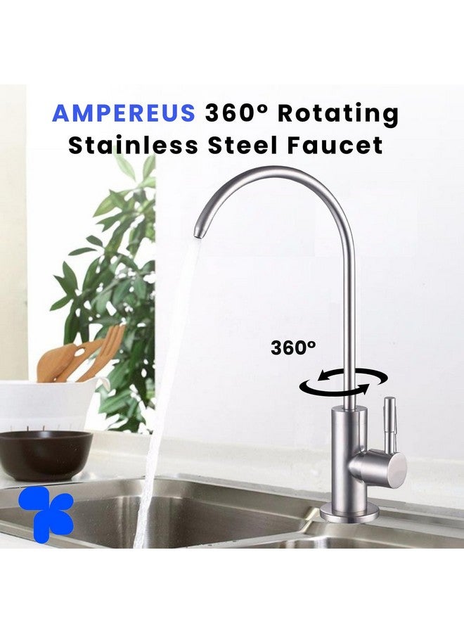 AMPEREUS Ro Faucet tap for Undersink for All Ro Water purifiers, Premium Stainless Steel Kitchen Sink Faucet for Water Filtration Systems with Chrome Finish (Kent Type Faucet Silver) - Image 5