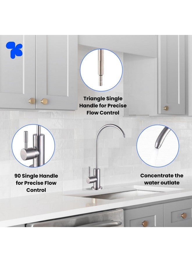 AMPEREUS Ro Faucet tap for Undersink for All Ro Water purifiers, Premium Stainless Steel Kitchen Sink Faucet for Water Filtration Systems with Chrome Finish (Kent Type Faucet Silver) - Image 2