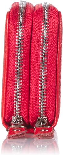 KALMORE Women's Leather RFID Secured Spacious Cute Card Wallet Small Purse, Red, Two Zippers - Image 3