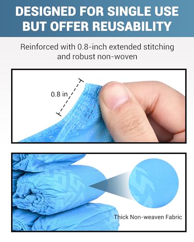 Buself X-Large 100 Count Shoe Covers Disposable Non-Slip, Premium Cloth Boot Covers, Slip-resistant, Durable, Breathable, Non-toxic, Recyclable, Stretchable Fits Up to Size 13 US Men - Blue - Image 4