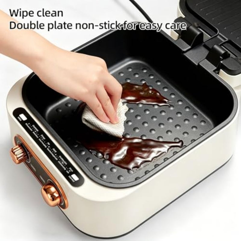 7-in-1 electric griddle for home cooking, aluminum alloy with black non-stick coating, smokeless design with dual-zone precise temperature control and foldable storage - Image 5