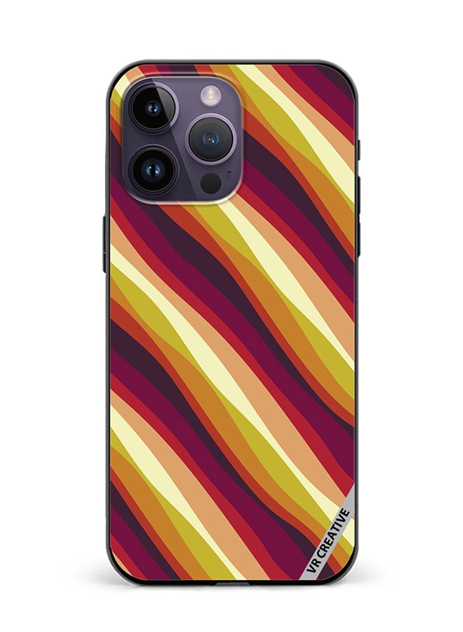 VR CREATIVE Protective Case Cover For Apple iPhone 16 Pro Colorful With Curved Lines Pattern2 Design Multicolour - Image 1