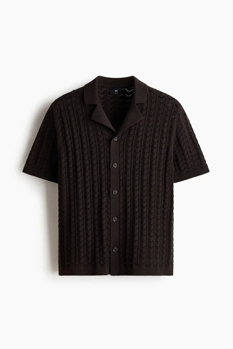 H&M  Relaxed Fit Pointelle-knit resort shirt for Men | Best Price UAE