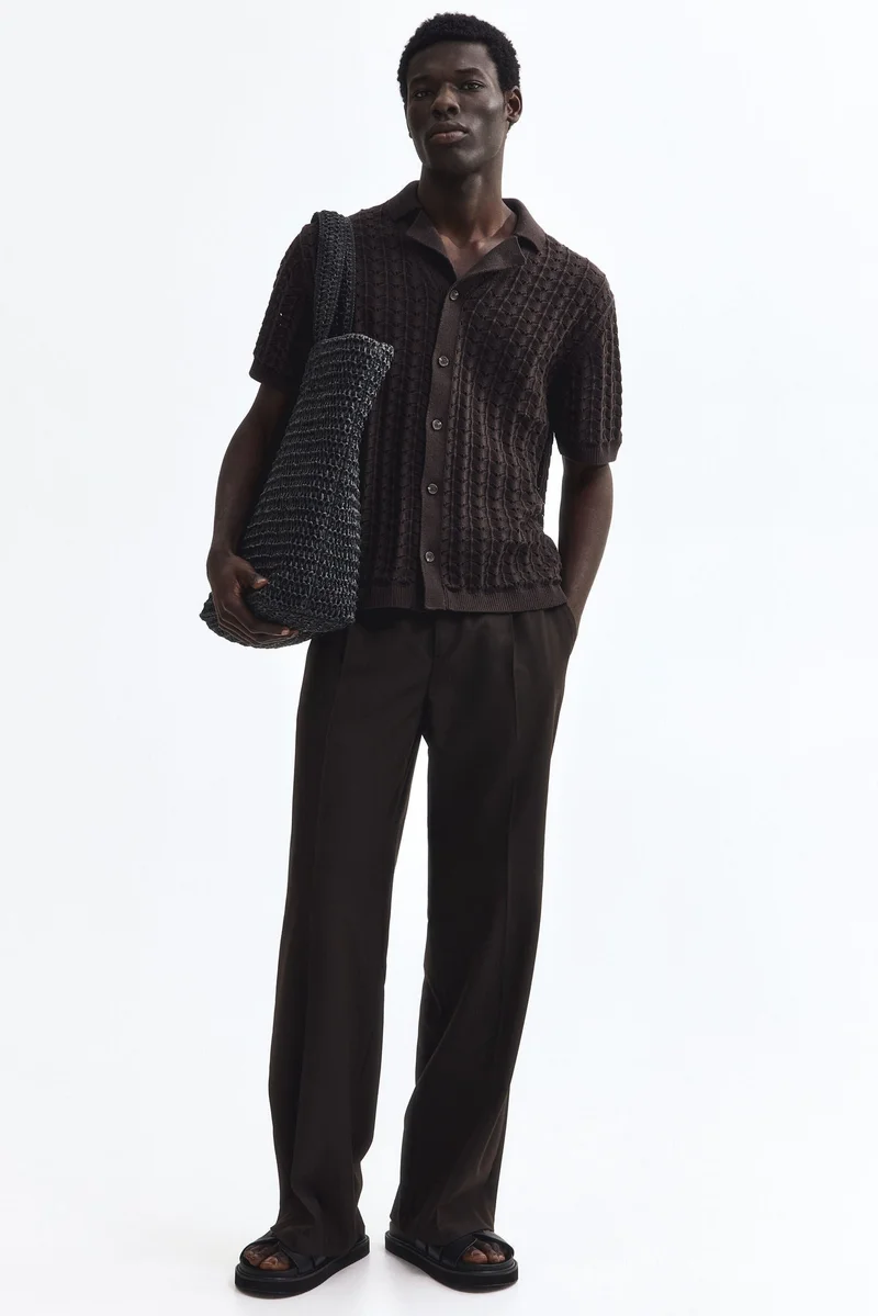 H&M  Relaxed Fit Pointelle-knit resort shirt for Men | Best Price UAE