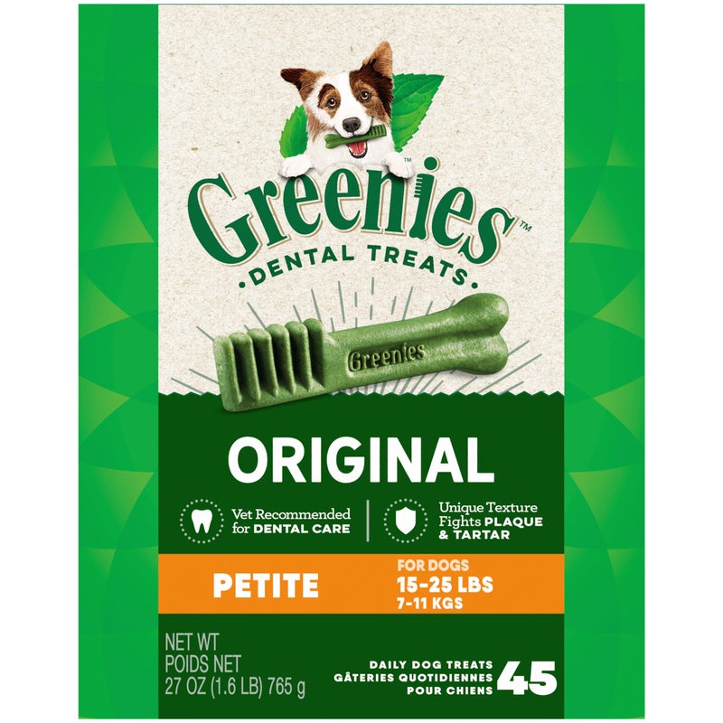 Greenies Original Petite Dental Dog Treats 27 oz Pack 45 Treats