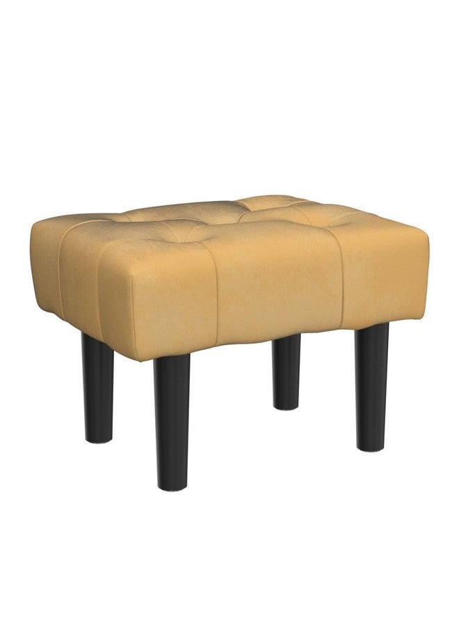 HOUCHICS Small Footstool Ottoman,Velvet Soft Footrest Ottoman with Wood Legs,Sofa Footrest Extra Seating for Living Room Entryway Office(Yellow 1PACK) - Image 4