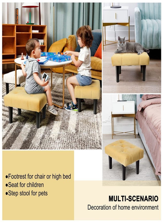 HOUCHICS Small Footstool Ottoman,Velvet Soft Footrest Ottoman with Wood Legs,Sofa Footrest Extra Seating for Living Room Entryway Office(Yellow 1PACK) - Image 5