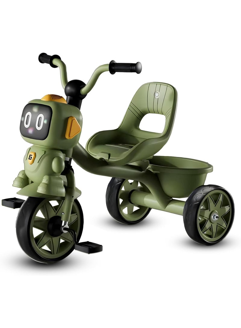 DubaiGallery Tricycle for Kids, Baby Cycle with Light and Music, Kids Tricycle with Back Storage Basket & 3 Wheels, Kids Cycle Bike For 2 to 5 Years Boys Girls  - Image 1
