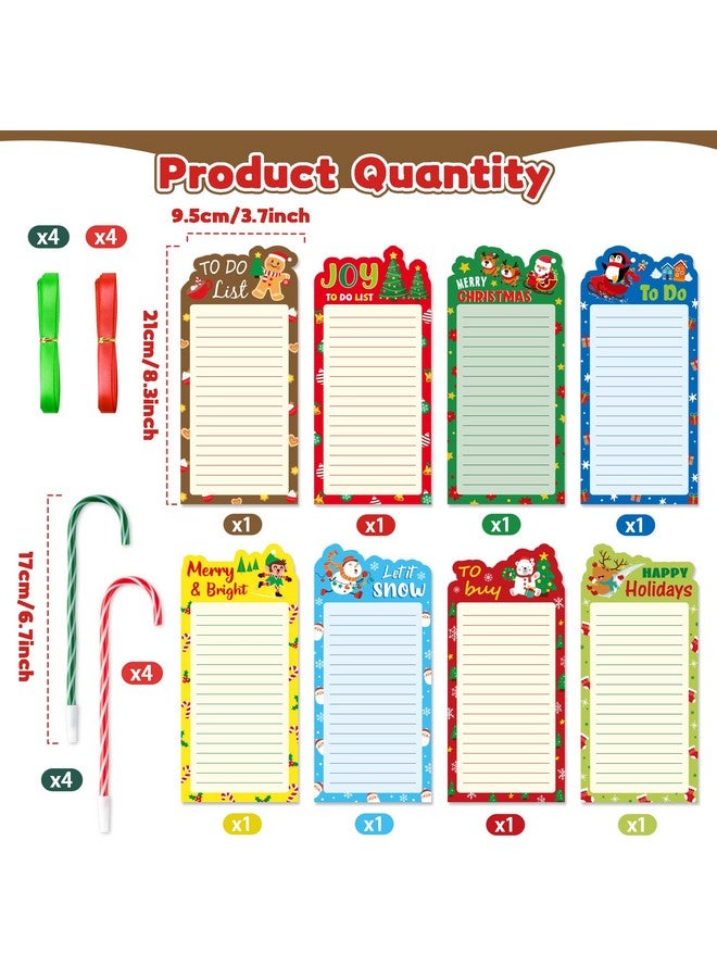 ANGOLIO Christmas Sticky Notes With Pen - 8 Set Christmas Notepads With Candy Cane Pen Christmas Sticky Notes To Do List Gift Self-Stick Notes For Holiday Classroom Rewards Christmas Goodie Bag - Image 2