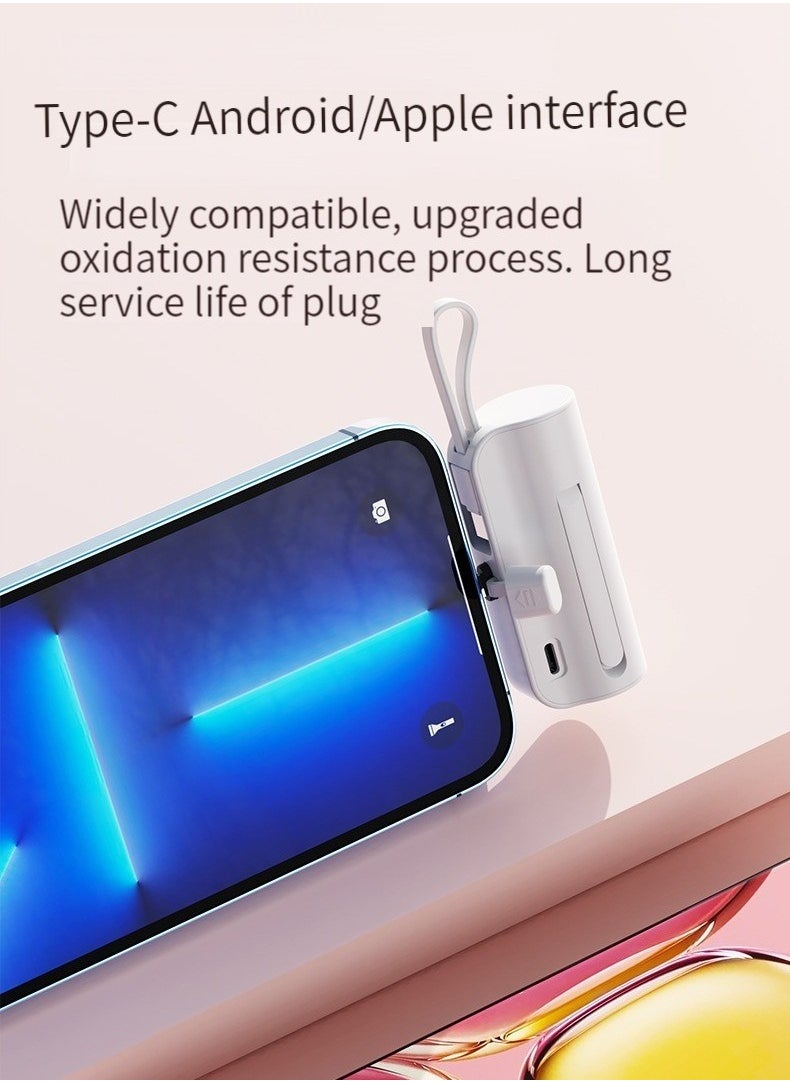 Generic - 10000 mAh large capacity capsule power bank Typec plug and Apple cable double plug with built-in mobile phone holder portable multi-functional power bank green - Image 1