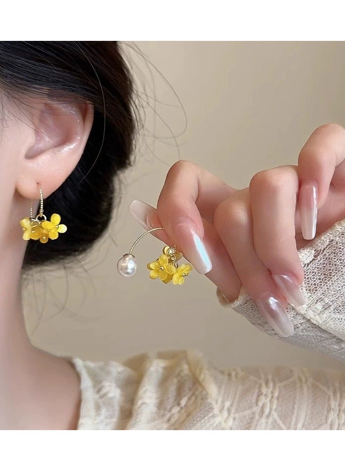 Goolsky Ethereal Osmanthus Tassel Earrings for Women – Elegant Small Luxury Floral Studs, Fresh & Chic Trendy Jewelry, Daily/Casual Wear - Image 1