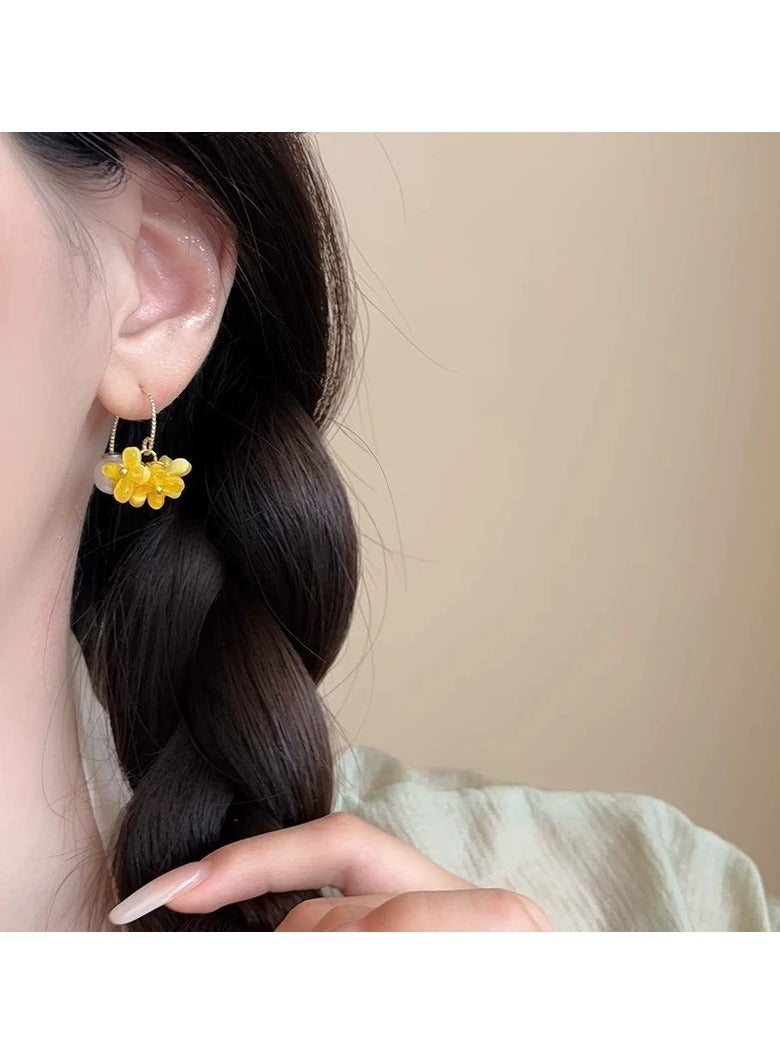 Goolsky Ethereal Osmanthus Tassel Earrings for Women – Elegant Small Luxury Floral Studs, Fresh & Chic Trendy Jewelry, Daily/Casual Wear - Image 4