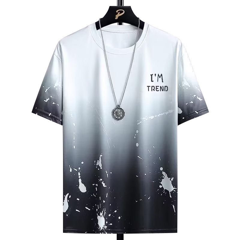 Ice Silk Gradient Men'S Short-Sleeved T-Shirt Plus Size Casual Half-Sleeved Ice-Sensitive T-Shirt Trendy Quick-Drying Men'S Clothing - Image 5