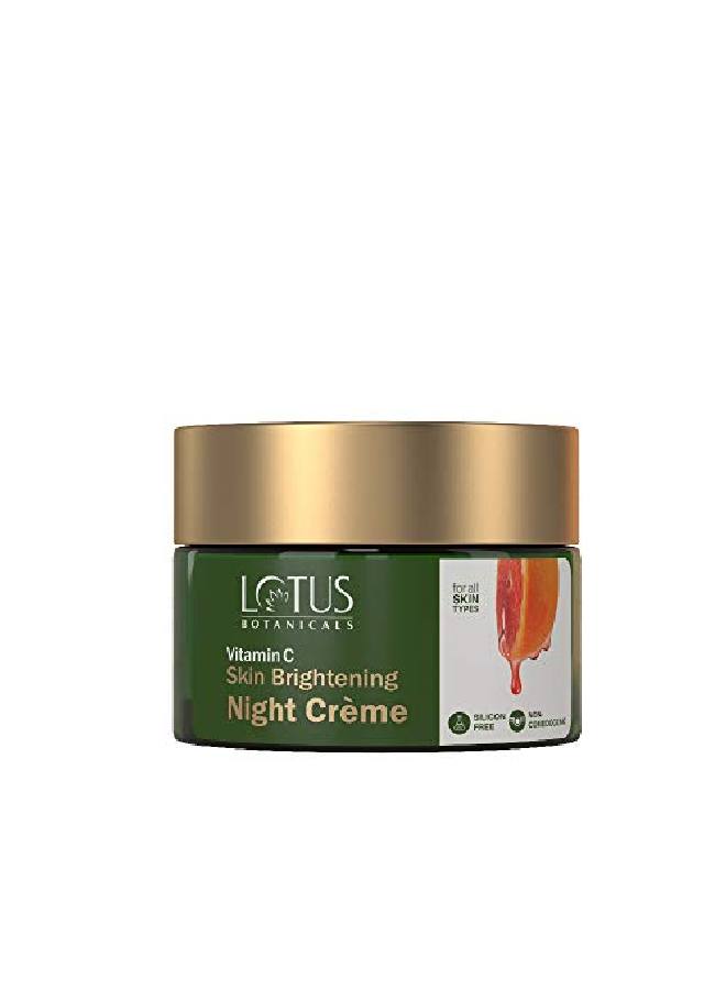 LOTUS BOTANICALS Skin Brightening Night Cream | Vitamin C | Silicon Chemical Free | All Skin Types | 50G  - Image 1