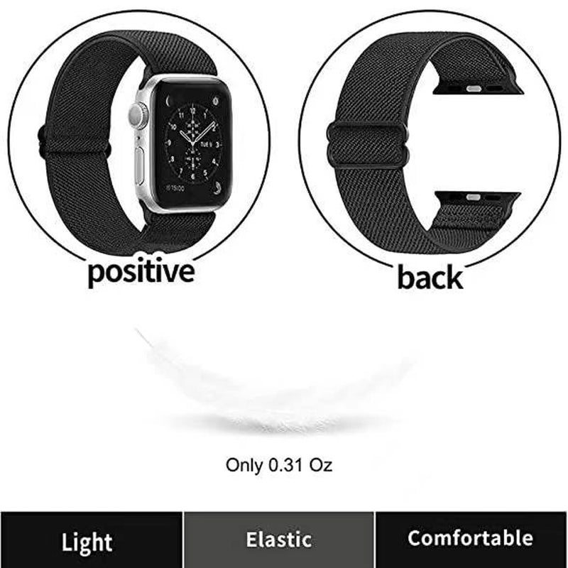LHXYUO Adjustable Elastics Band Compatible with Apple Watch 38mm 40mm 41mm 42mm 44mm 45mm, Sport Solo Loop Stretch Nylon Replacement Wristband for iWatch SE Series 8 7 6 5 4 3 2 1 (Dark Pink/Smoke - Image 3