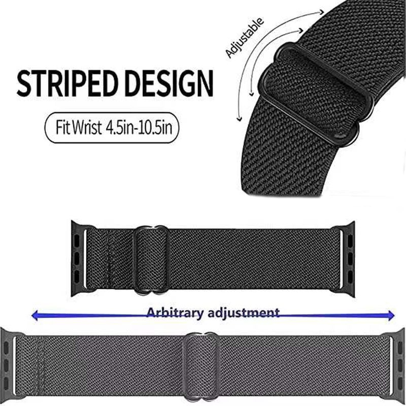 LHXYUO Adjustable Elastics Band Compatible with Apple Watch 38mm 40mm 41mm 42mm 44mm 45mm, Sport Solo Loop Stretch Nylon Replacement Wristband for iWatch SE Series 8 7 6 5 4 3 2 1 (Dark Pink/Smoke - Image 2