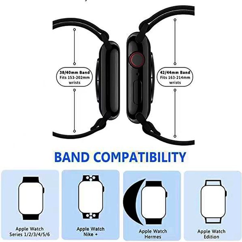 LHXYUO Adjustable Elastics Band Compatible with Apple Watch 38mm 40mm 41mm 42mm 44mm 45mm, Sport Solo Loop Stretch Nylon Replacement Wristband for iWatch SE Series 8 7 6 5 4 3 2 1 (Dark Pink/Smoke - Image 4