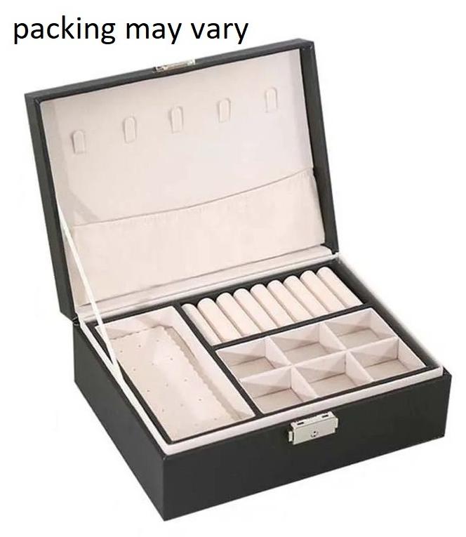 Leather Jewelry and Accessories Box and Organizer 2 Layers with Protective Key 1 Piece Random Color - Image 1